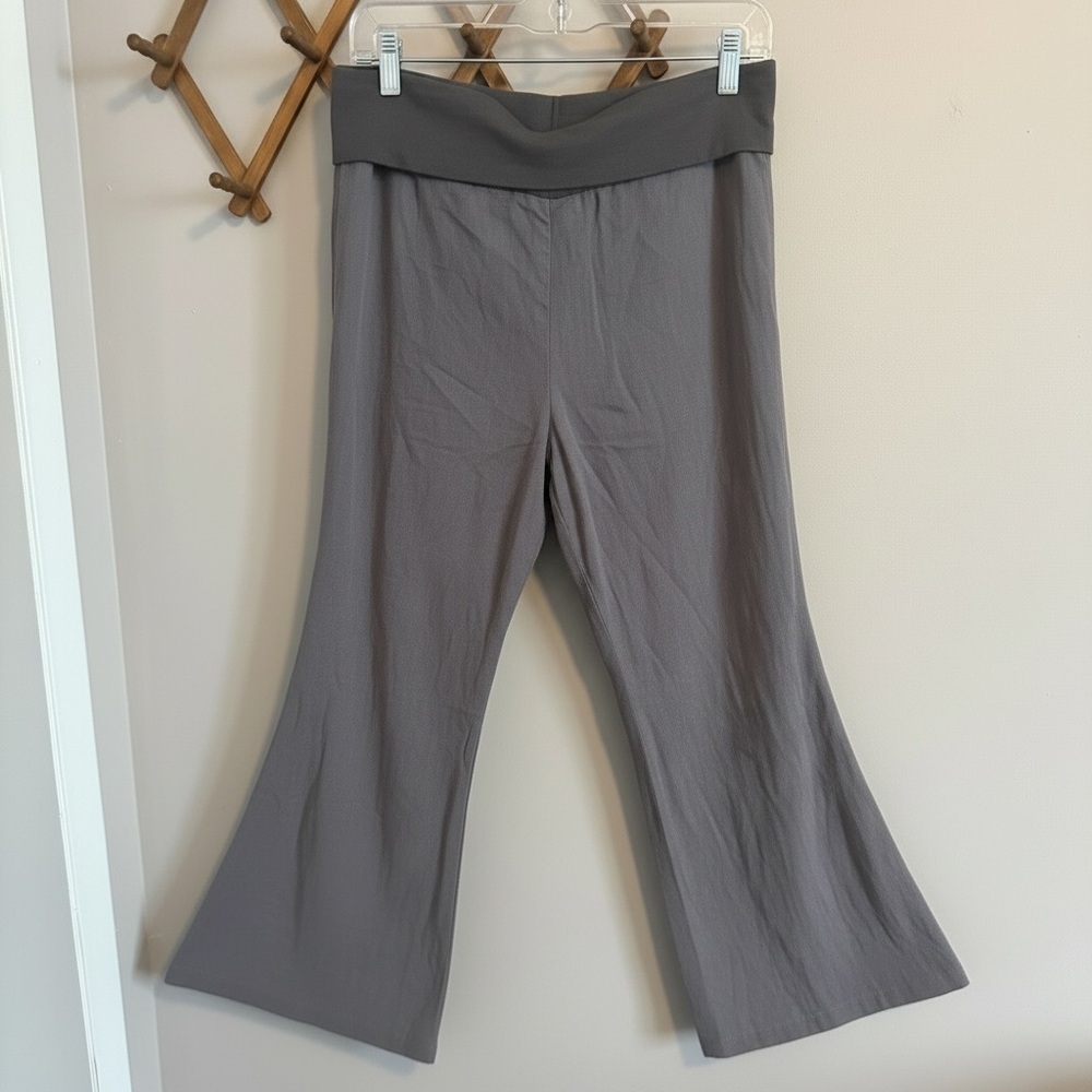 Bryn Walker Gray 100% Linen Extra Wide Leg Pants lagenlook  Size M (Fits L/XL)